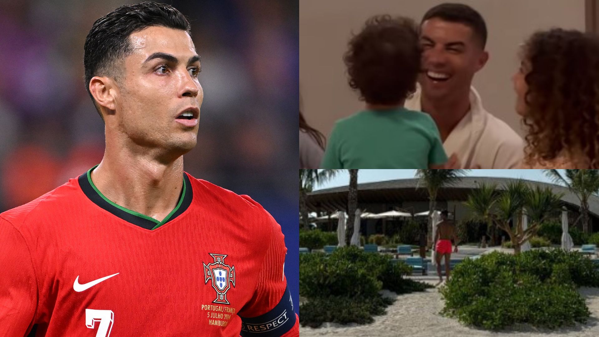 Tears to giggles Cristiano Ronaldo has his smile back Georgina Rodriguez kids lift Portuguese superstar s mood at stunning beachside paradise as Euro 2024 flop is forgotten Goal English Saudi Arab...